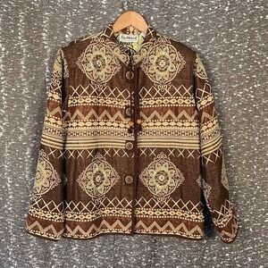 Vintage Flashback Tapestry Jacket Beaded Boho Festival Arsty Women's Medium